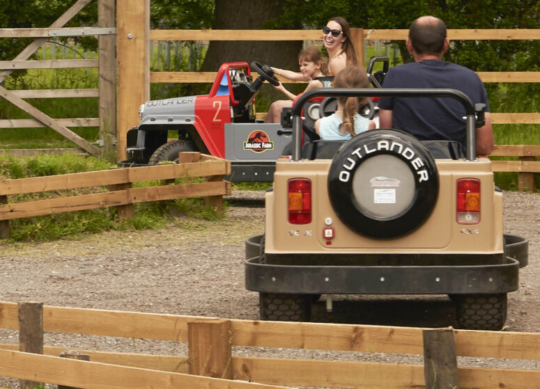 Family on the jeeps