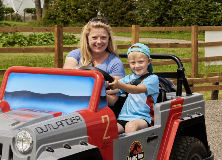 Mother and son on the jeeps