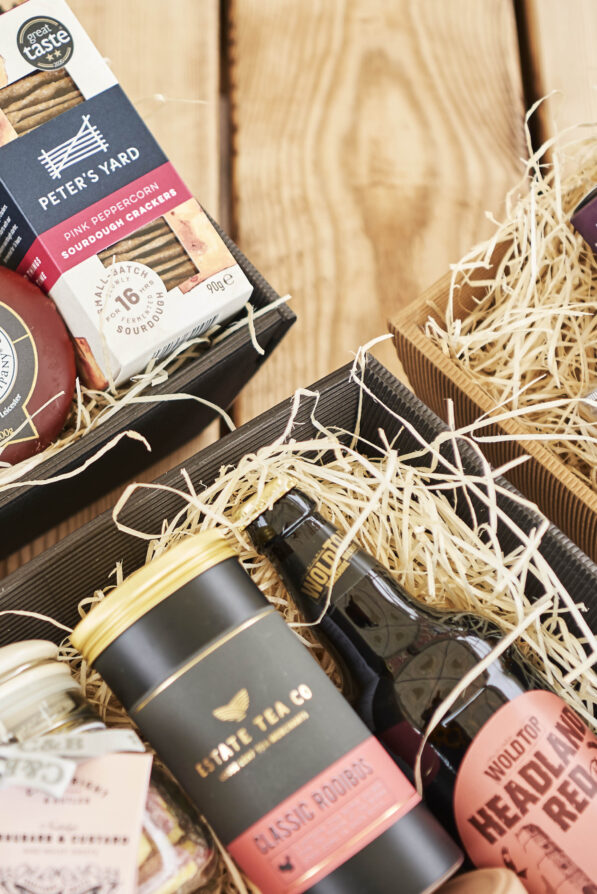 A selection of hampers ready for collection